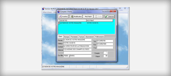 Sélection du Compte Client