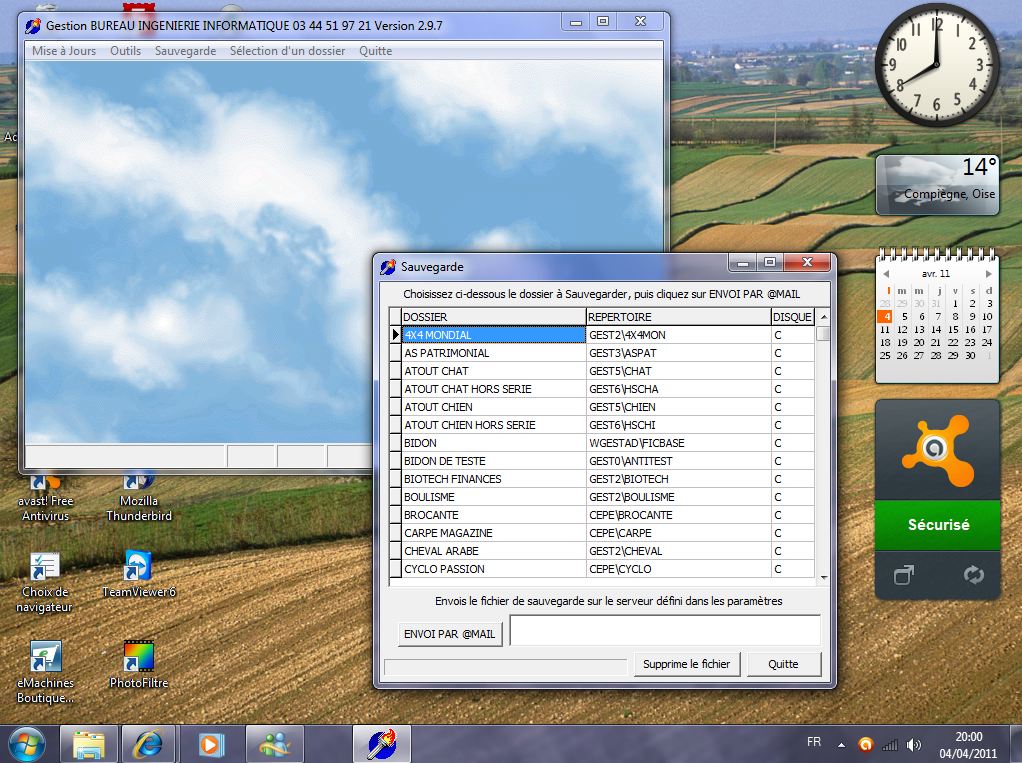 WGESTA | SAUVEGARDE SIMPLIFIEE ET ENVOYEE PAR MAIL